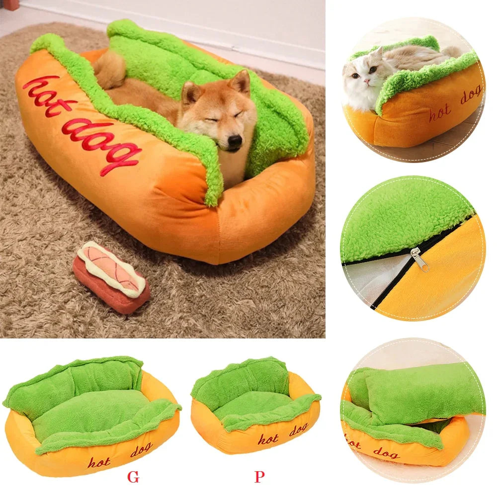 Cama Pet Hot Dog com Travesseiro Removível