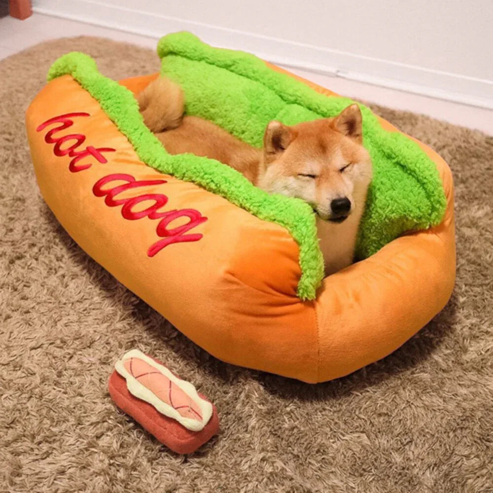 Cama Pet Hot Dog com Travesseiro Removível