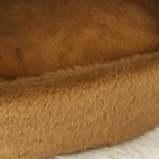 Cama pet acolhedora em pelúcia marrom, confortável e macia para cães e gatos